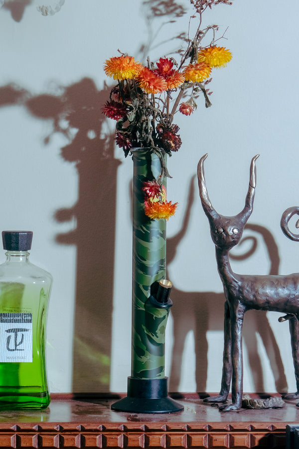Bong Warehouse Large Tube 33cm Glass Bong in Camo Sunbaked Pattern
