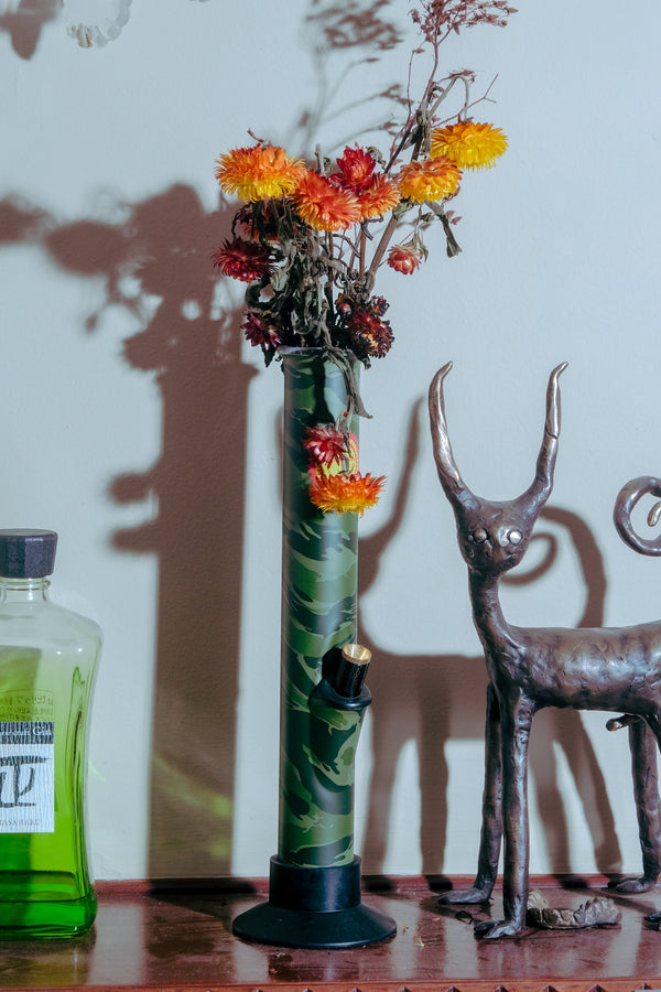 Bong Warehouse Large Tube 33 cm Glass Bong in Camo Sunbaked pattern used as a vase