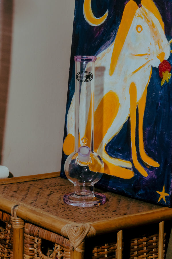 Bong Warehouse Tall Bubble Glass Bong in Pink with glass bowl