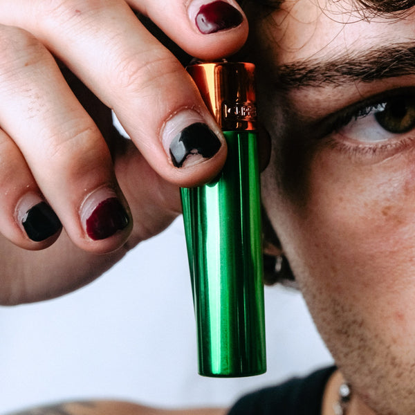 Clipper Large Metal Refillable Lighter in Green/Safari from bong Warehouse