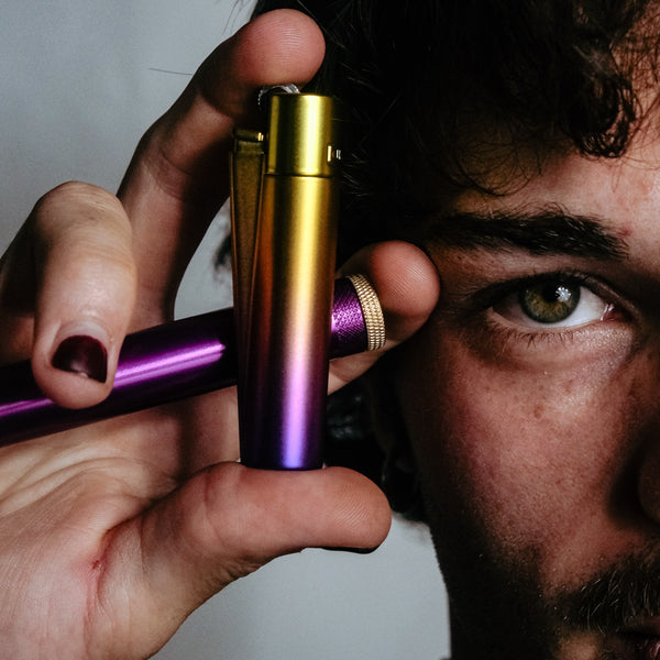 Metal Stem & Clipper Large Metal Refillable LighterinPurple/Pansy from Bong Warehouse