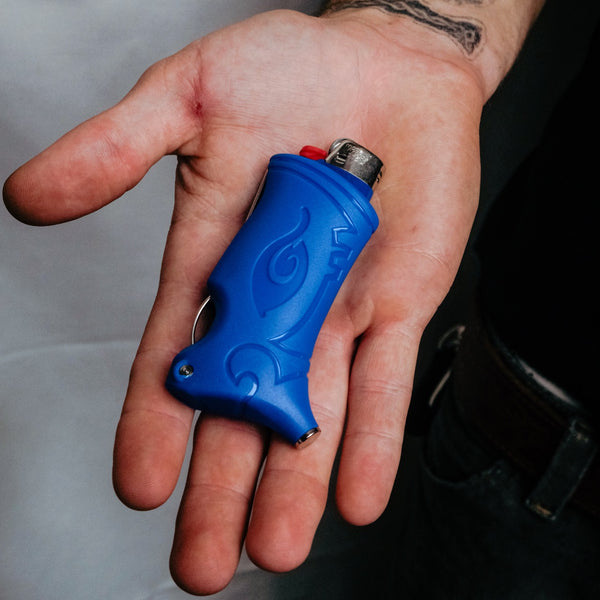 Bong Warehouse Blue Toker Poker Lighter Case on palm