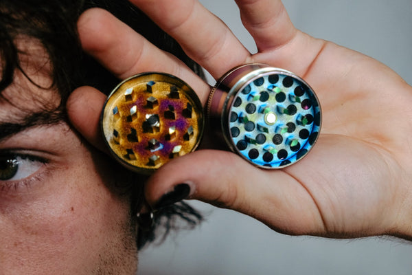 Bong Warehouse Round Metal Weed and Herb 50mm Grinder in Rainbow - Opened