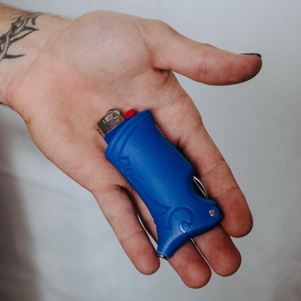 Bong Warehouse Blue Toker Poker Lighter Case on Palm