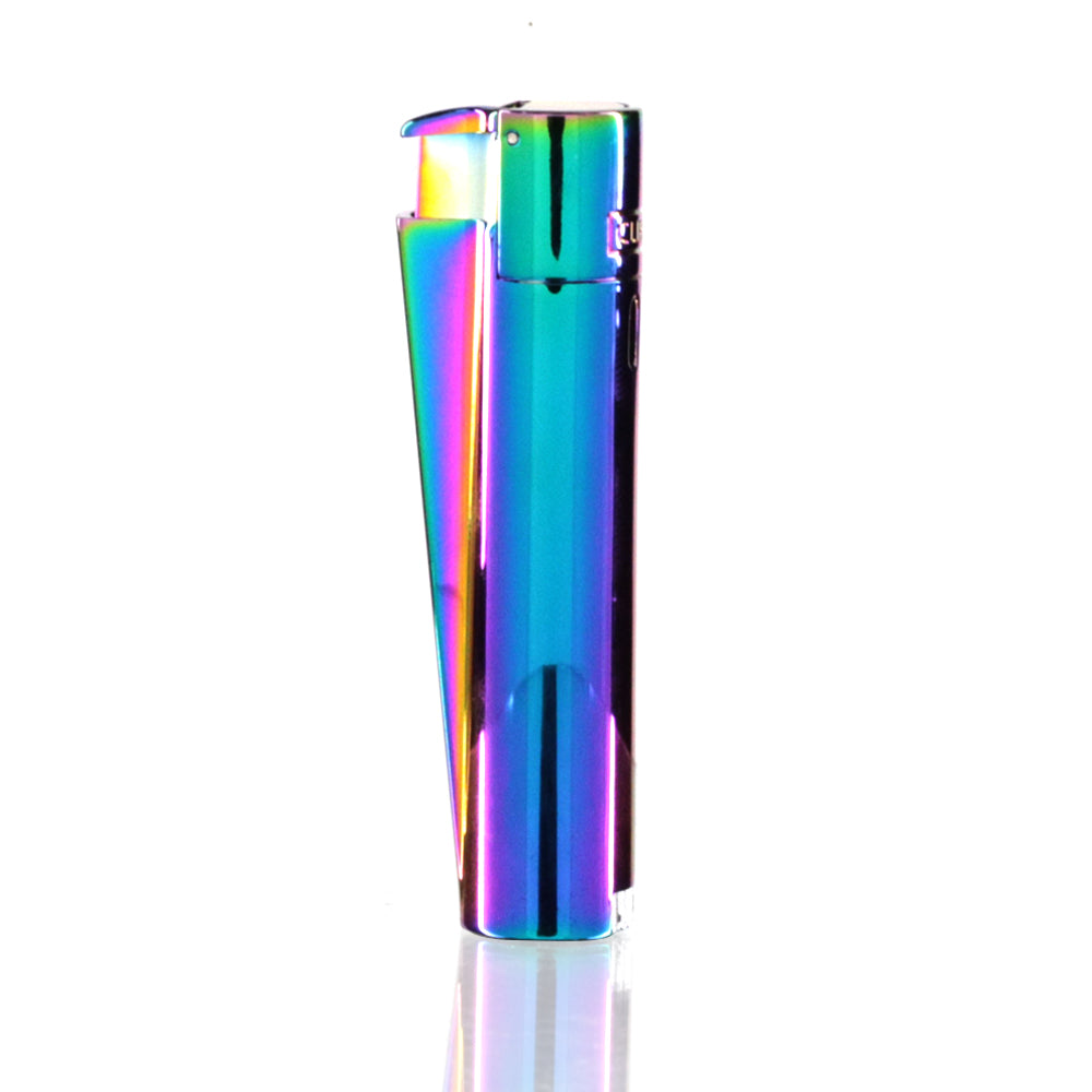 Clipper - Large Metal Refillable Lighter - Icy Rainbow standing