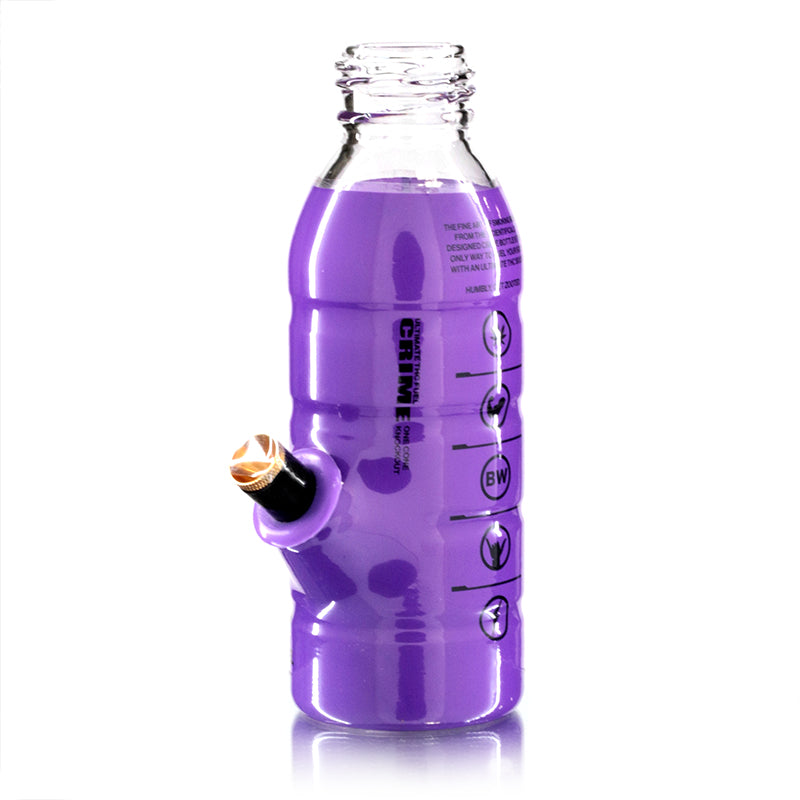 Mini Bottle 17.5cm Glass Bong - Crime Purple left back
