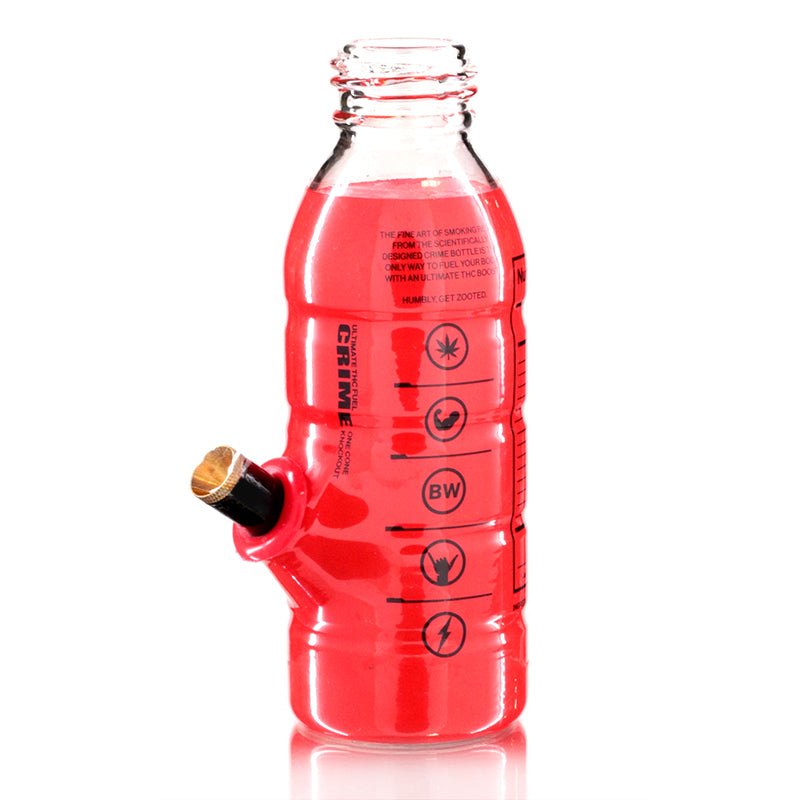 Mini Bottle 17.5cm Glass Bong - Crime Red back