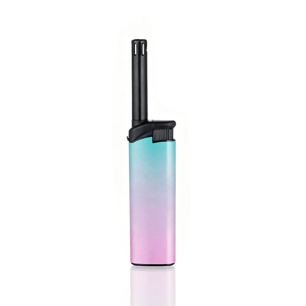Boom - Mini BBQ Lighter - Teal Pink Gradient-colored lighter on a white background