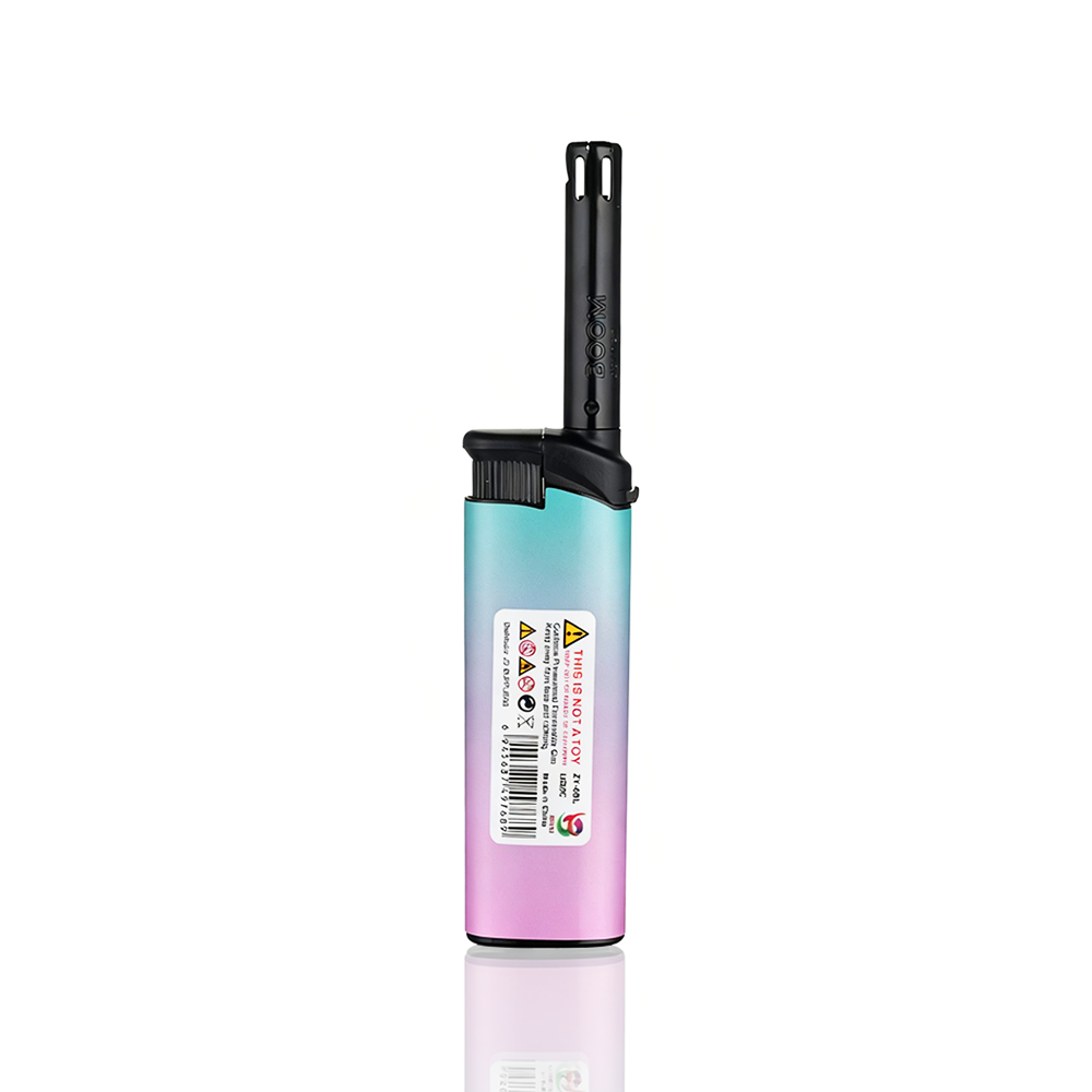Boom - Mini BBQ Lighter - Teal Pink  with a gradient design on a white background