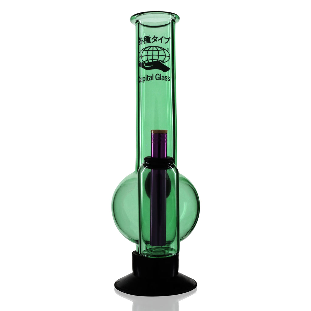 Double Chamber 30cm Glass Bong - Capitol Glass Green Front