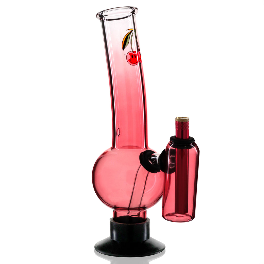 Double Chamber 30cm Glass Bong - Pink Cherry Bomb right side