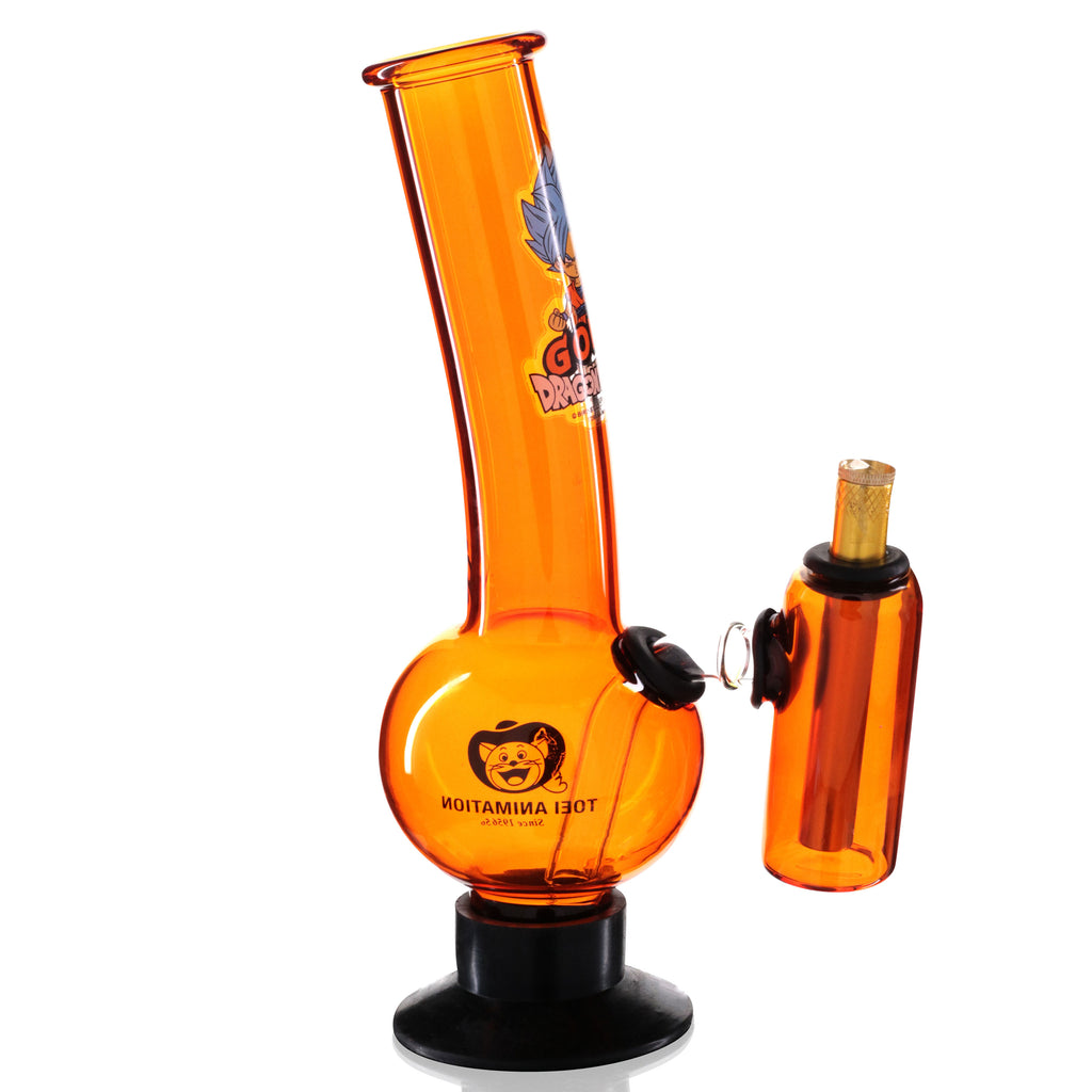 Double Chamber 30cm Glass Bong - Orange Goku left side