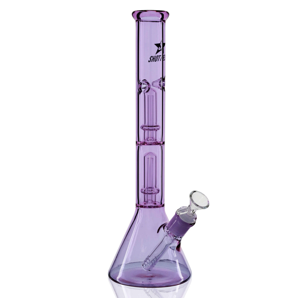 Shotties 35cm Glass Double Fountain Beaker Bong - Purple front