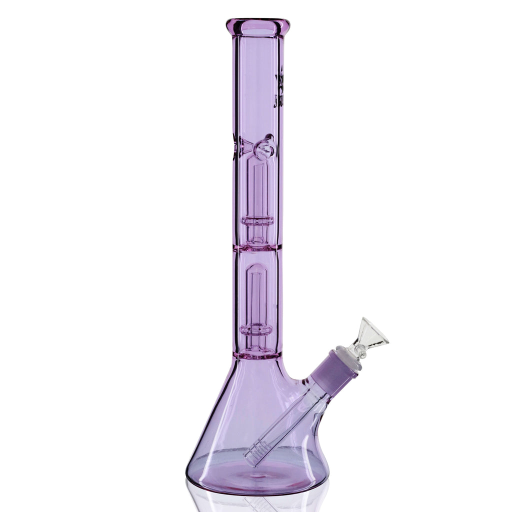 Shotties 35cm Glass Double Fountain Beaker Bong - Purple left