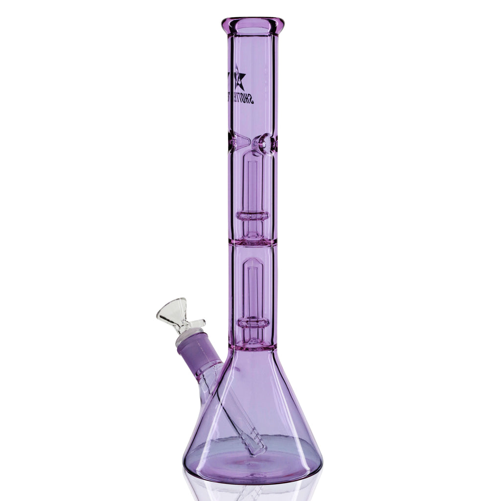 Shotties 35cm Glass Double Fountain Beaker Bong - Purple back