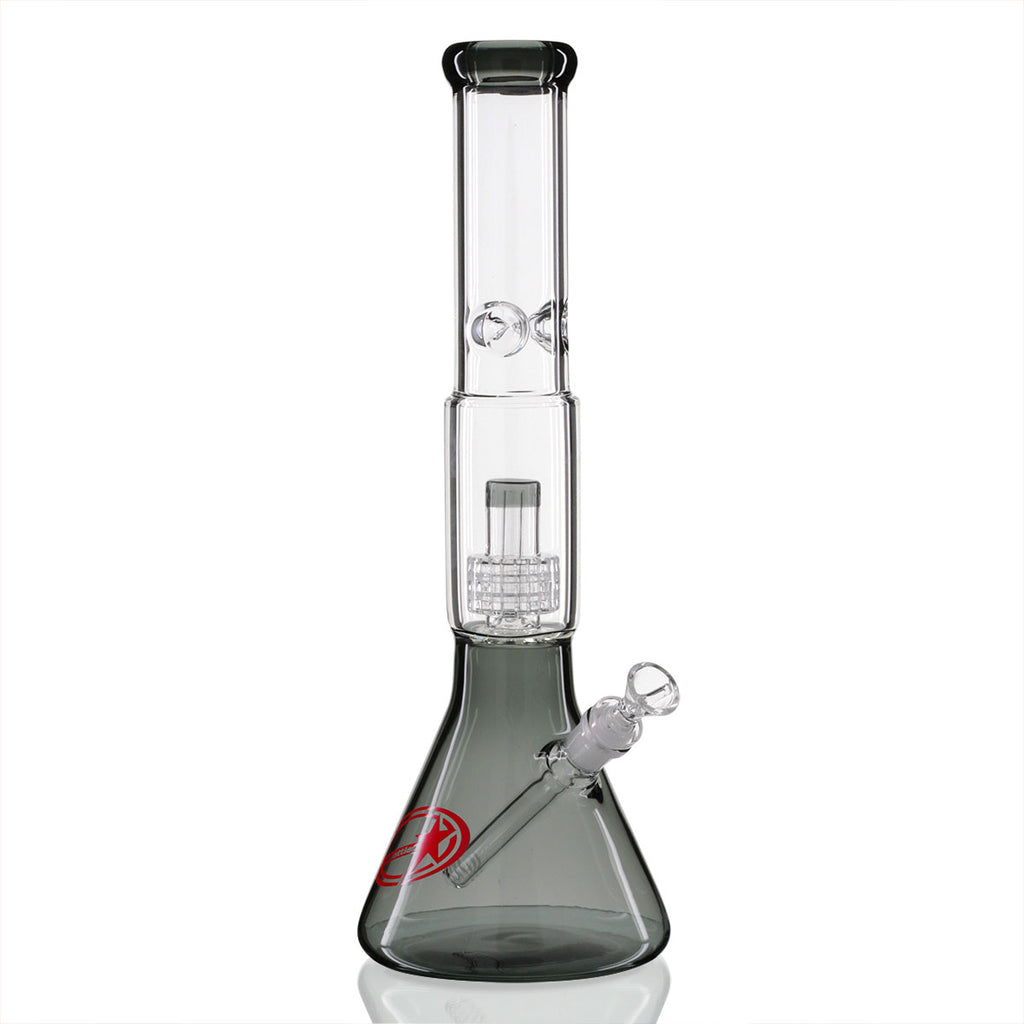 Shotties 40cm Glass Slit Fountain Beaker Bong - Clear/Smoke front