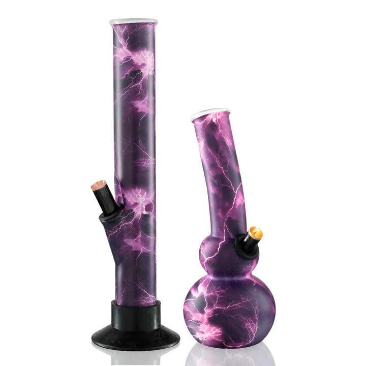 Double Bubble & Large Tube Glass Bong Bundle - Lightning
