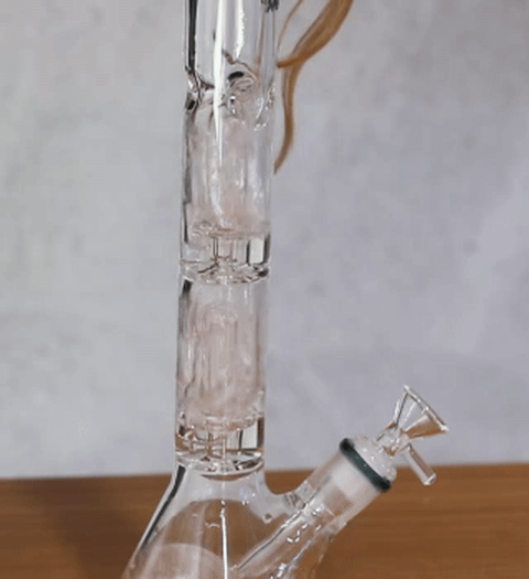 Shotties 35cm Glass Double Fountain Beaker Bong - Clear/Teal