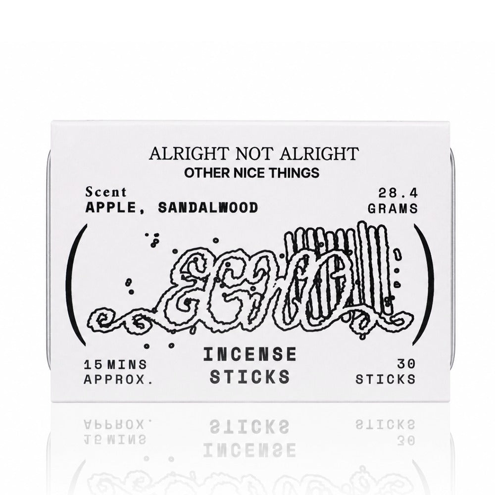 SRHUB x Alright Not Alright incense sticks - apple, green note and sandalwood scent, 30 sticks, 15-minute burn