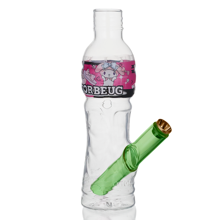 Gatorbeug Cinnamoroll G3 Mini Glass Bottle Bong 18.5cm - Green down stem featuring full front view on a white background.