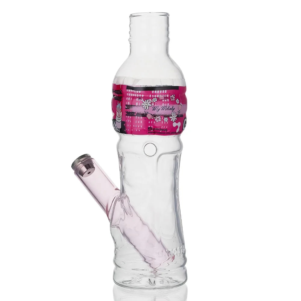 Gatorbeug Cinnamoroll G3 mini glass bottle bong from Bong Warehouse with pink printed label and pink glass downstem