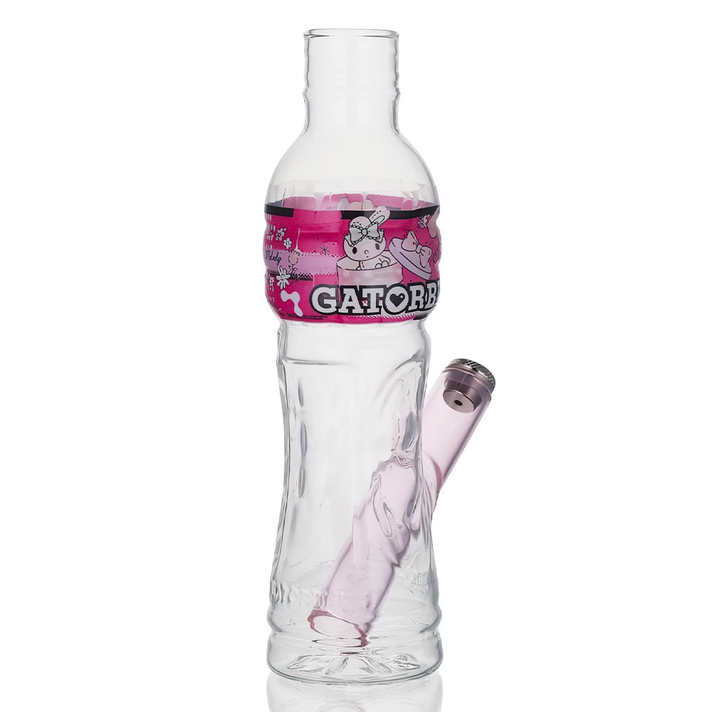 Gatorbeug Cinnamoroll  G3 Mini Glass Bottle Bong 18.5cm - Pink on a full side view 
