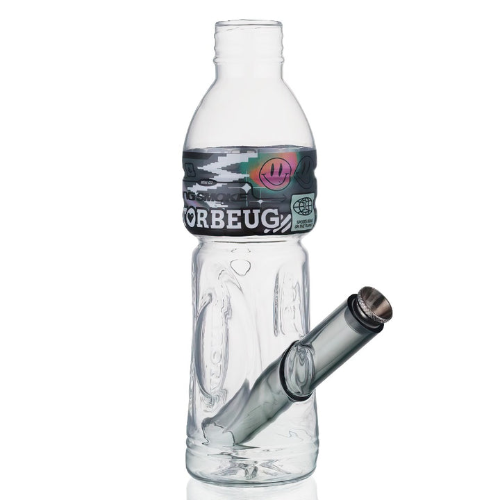 Gatorbeug G2 Mini Glass Bottle Bong 18.5cm with Grey down stem on a white background