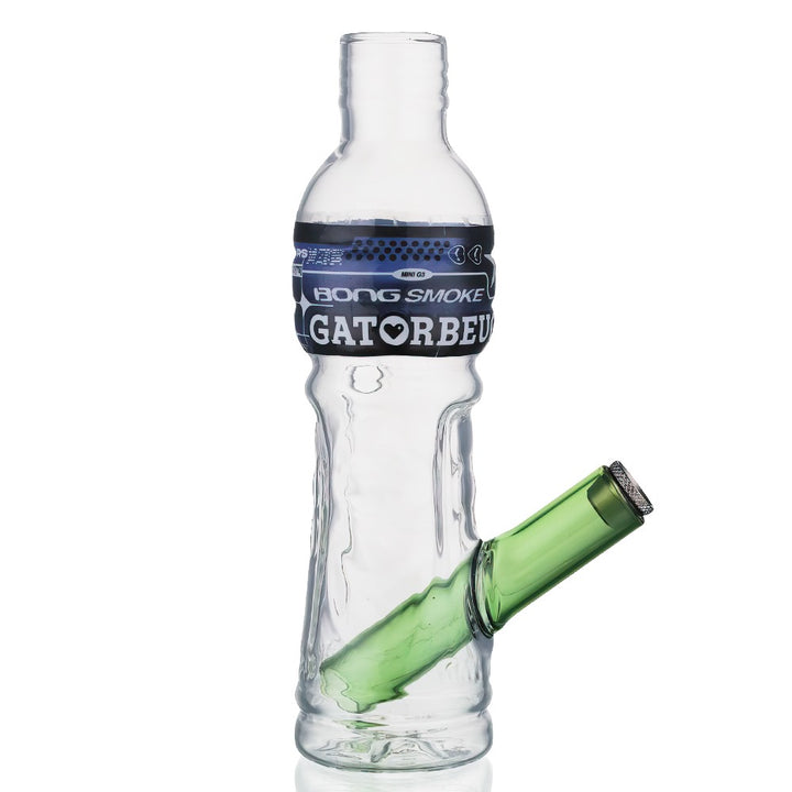 Gatorbeug G3 Mini Glass Bottle Bong 18.5cm - Green in full front view on white background