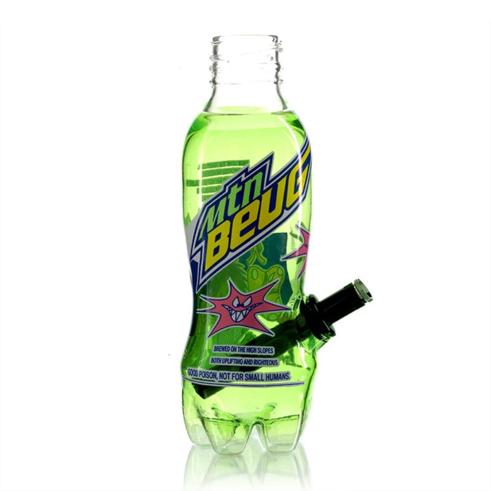 Gatorbeug MTN Beug Glass Bottle Bong 23cm - Green with black down stem on a full side view white background