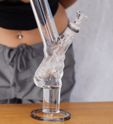 Shotties 33cm Glass Gripper Bong - Clear/Teal