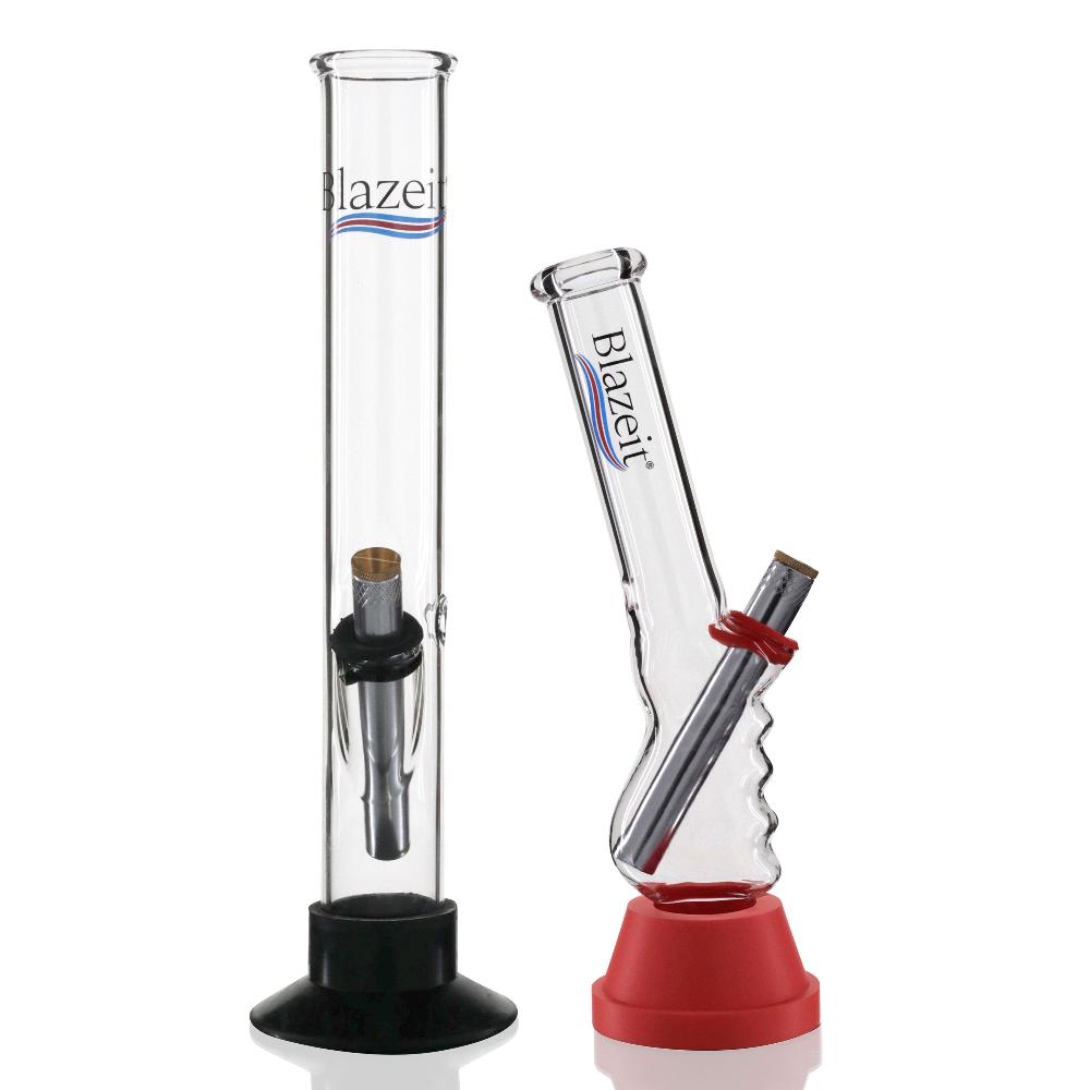Gripper & Tall Tube Glass Bong Bundle - Blaze It Logo