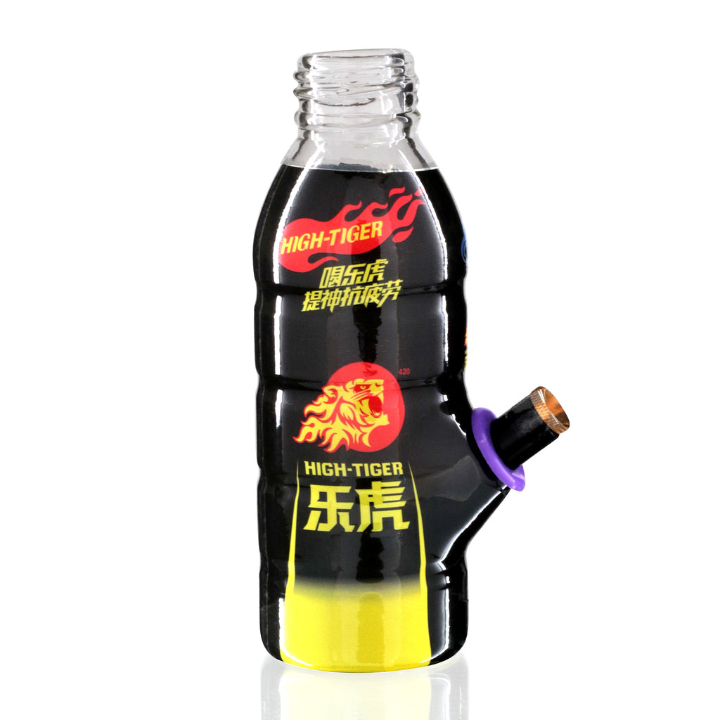 Mini Bottle 17.5cm Glass Bong - Black High Tiger right side