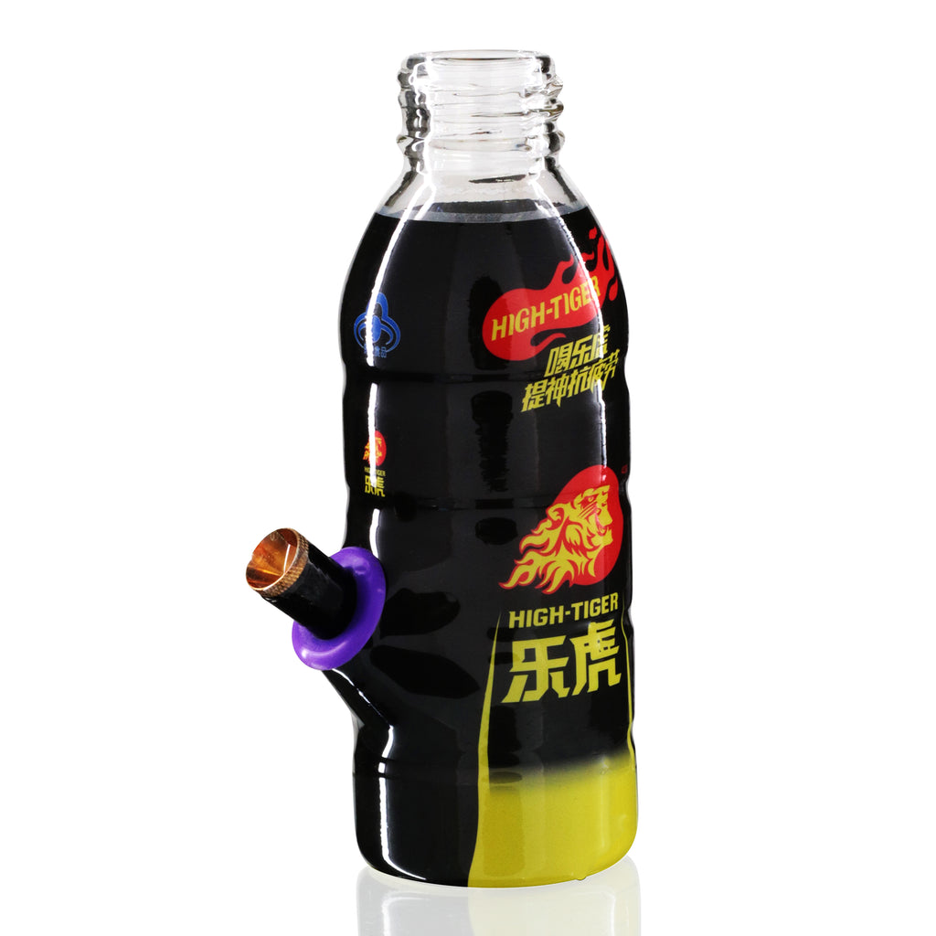Mini Bottle 17.5cm Glass Bong - Black High Tiger left back