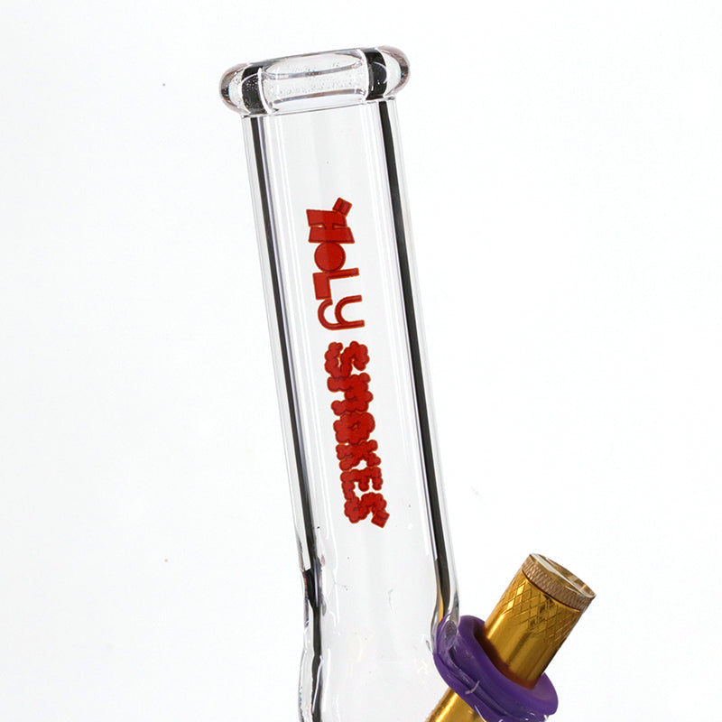 Mini Glass 20cm Gripper Bong - Clear Holy Smokes stem artwork