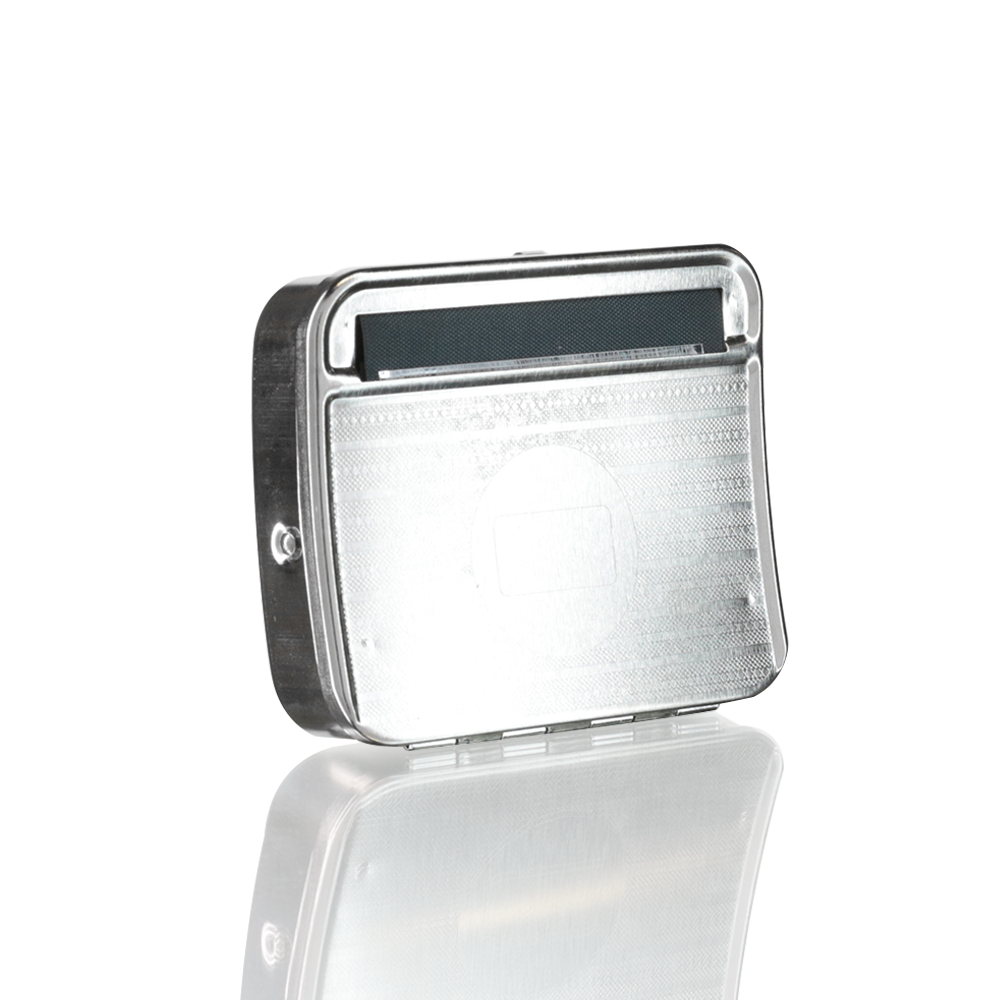 Joint and Cigarette Automatic Rolling Tin - Silver front
