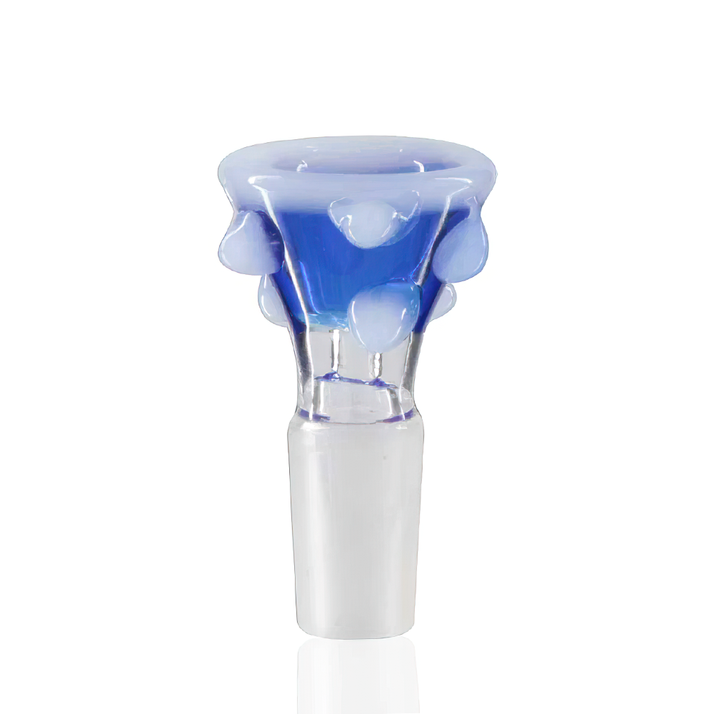 Lucky Goat - Glass Cone Piece (Bowl) 14mm Male - Blue/White Bubbler front