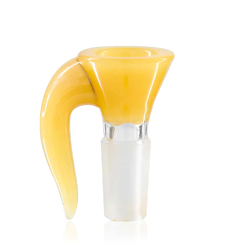 Lucky Goat - Glass Cone Piece (Bowl) 14mm Male - Clear/ Yellow Horn front