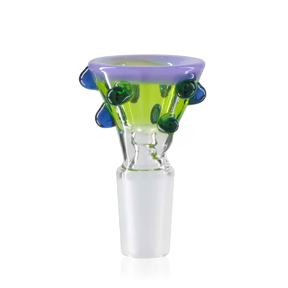 Lucky Goat - Glass Cone Piece (Bowl) 14mm Male - Green/Purple Bubbler front