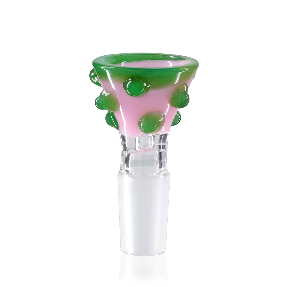 Lucky Goat - Glass Cone Piece (Bowl) 14mm Male - Pink/Green Bubbler front
