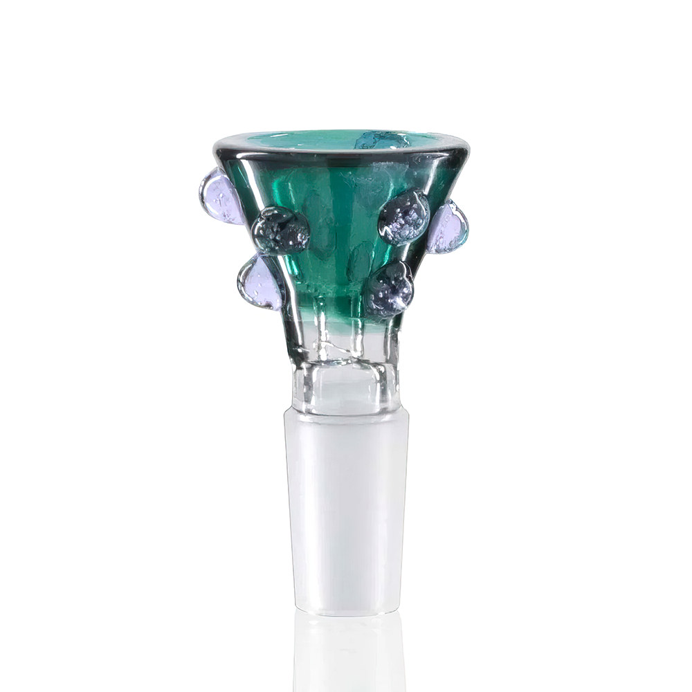 Lucky Goat - Glass Cone Piece (Bowl) 14mm Male - Teal/Purple Bubbler front