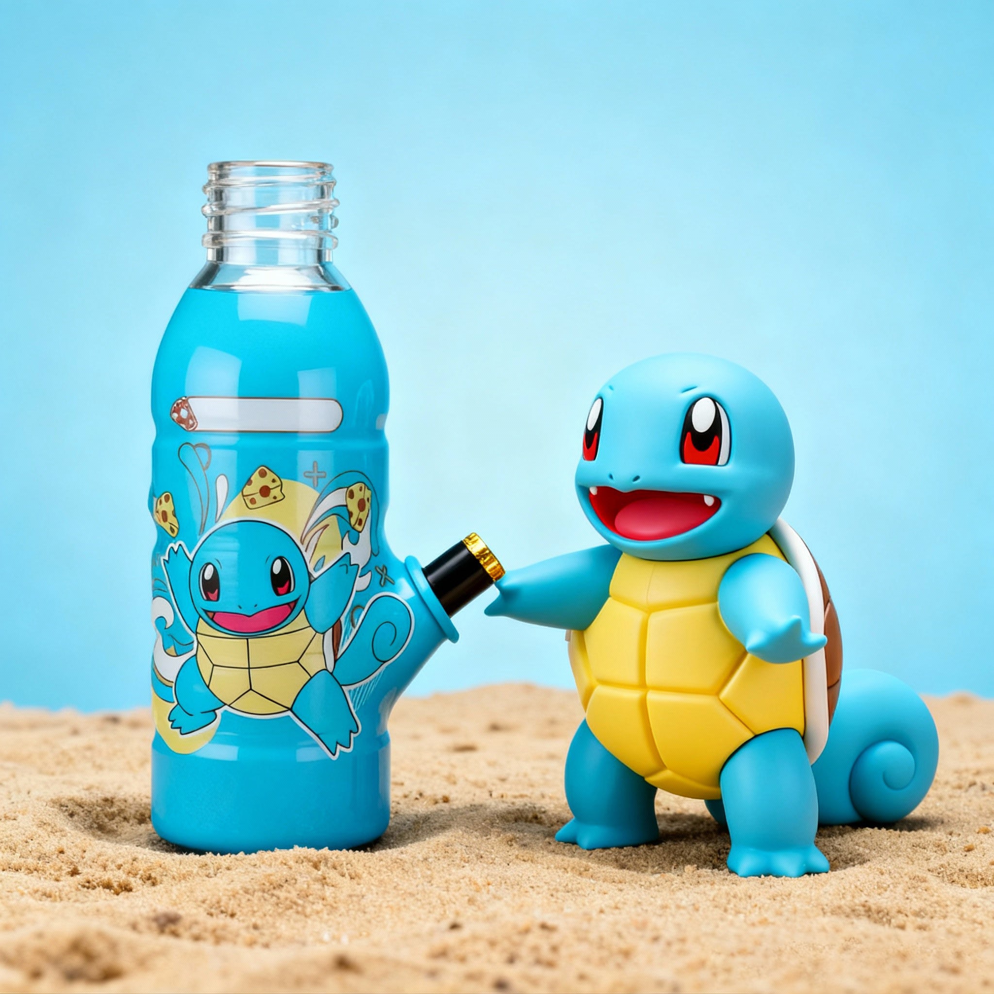 BW - Mini Squirtle Bottle Glass Bong 17.5cm - Blue