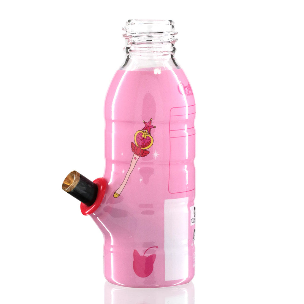 Mini Bottle 17.5cm Glass Bong - Light Pink Sailor Moon back