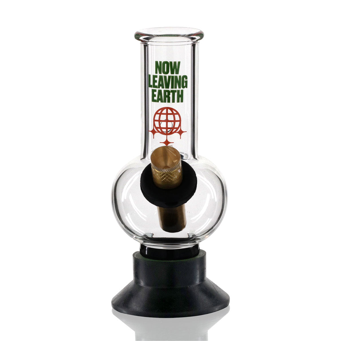 Mini Bubble 17cm Glass Bong - Leaving Earth Logo front 2