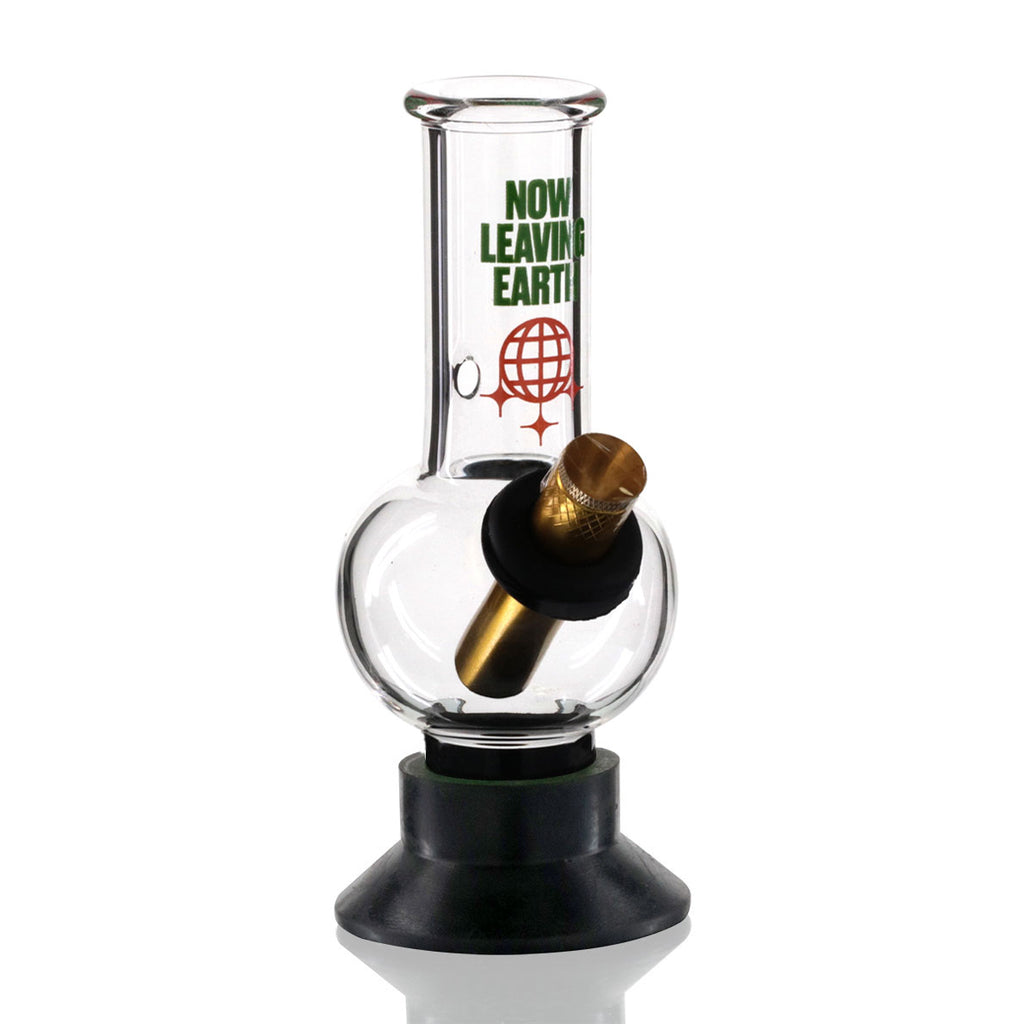 Mini Bubble 17cm Glass Bong - Leaving Earth Logo front