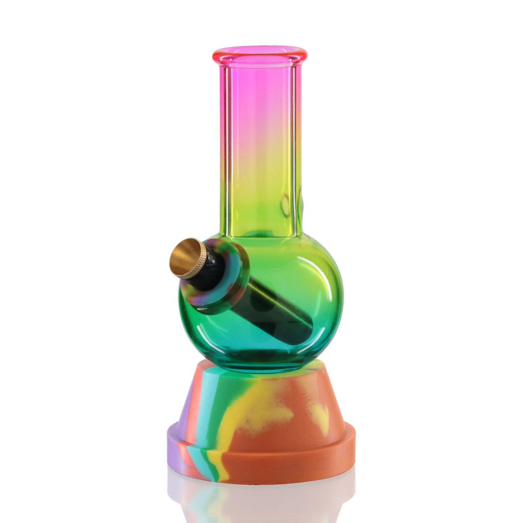 Mini Bubble 17cm Glass Bong - Rainbow Glass Fade Side