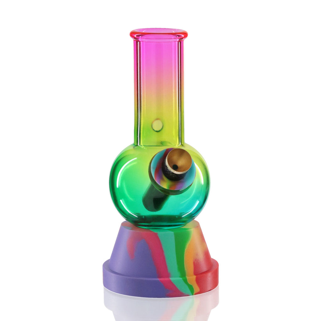 Mini Bubble 17cm Glass Bong - Rainbow Glass Fade Front
