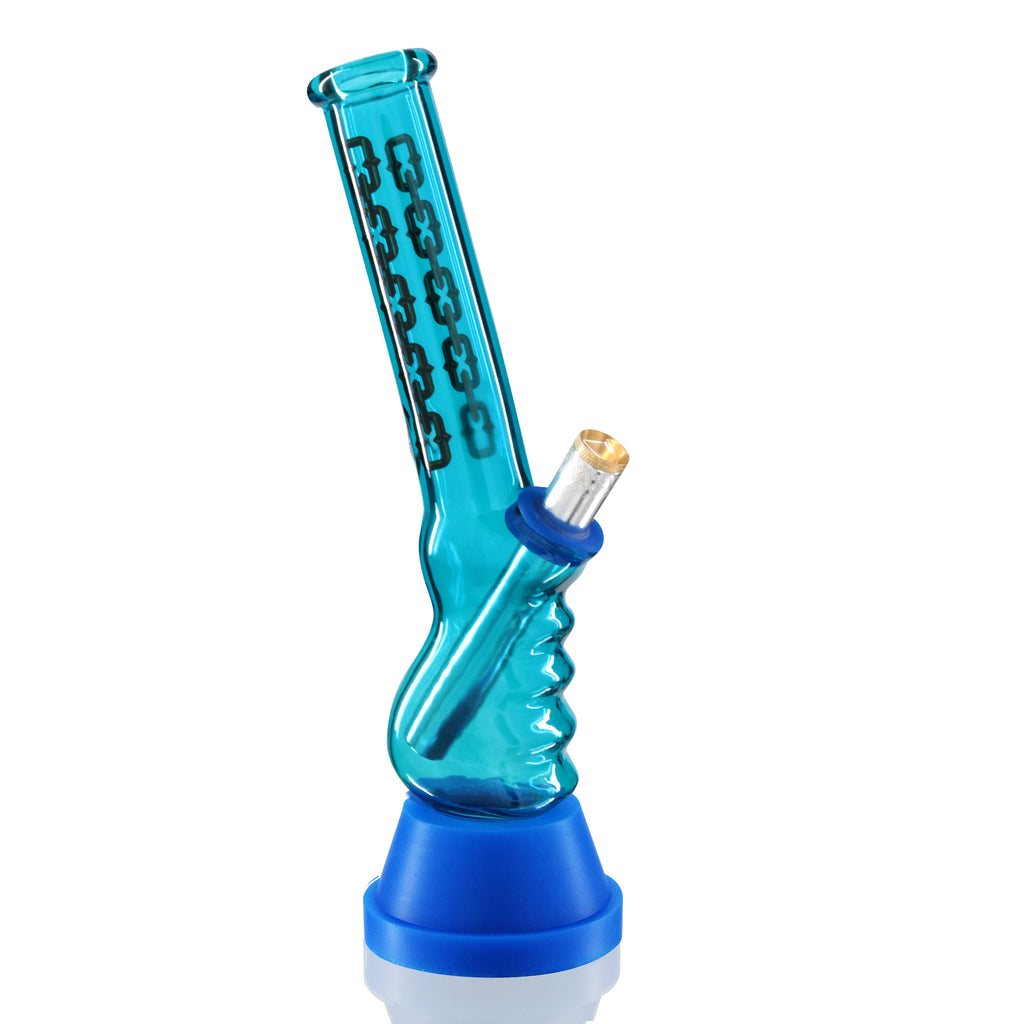 Mini Glass 20cm Gripper Bong - Blue Hard Chain right
