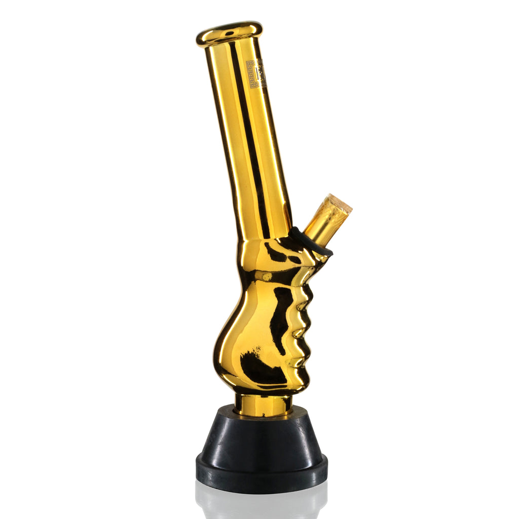 Mini Glass 20cm Gripper Bong - Gold Chrome Luxury right
