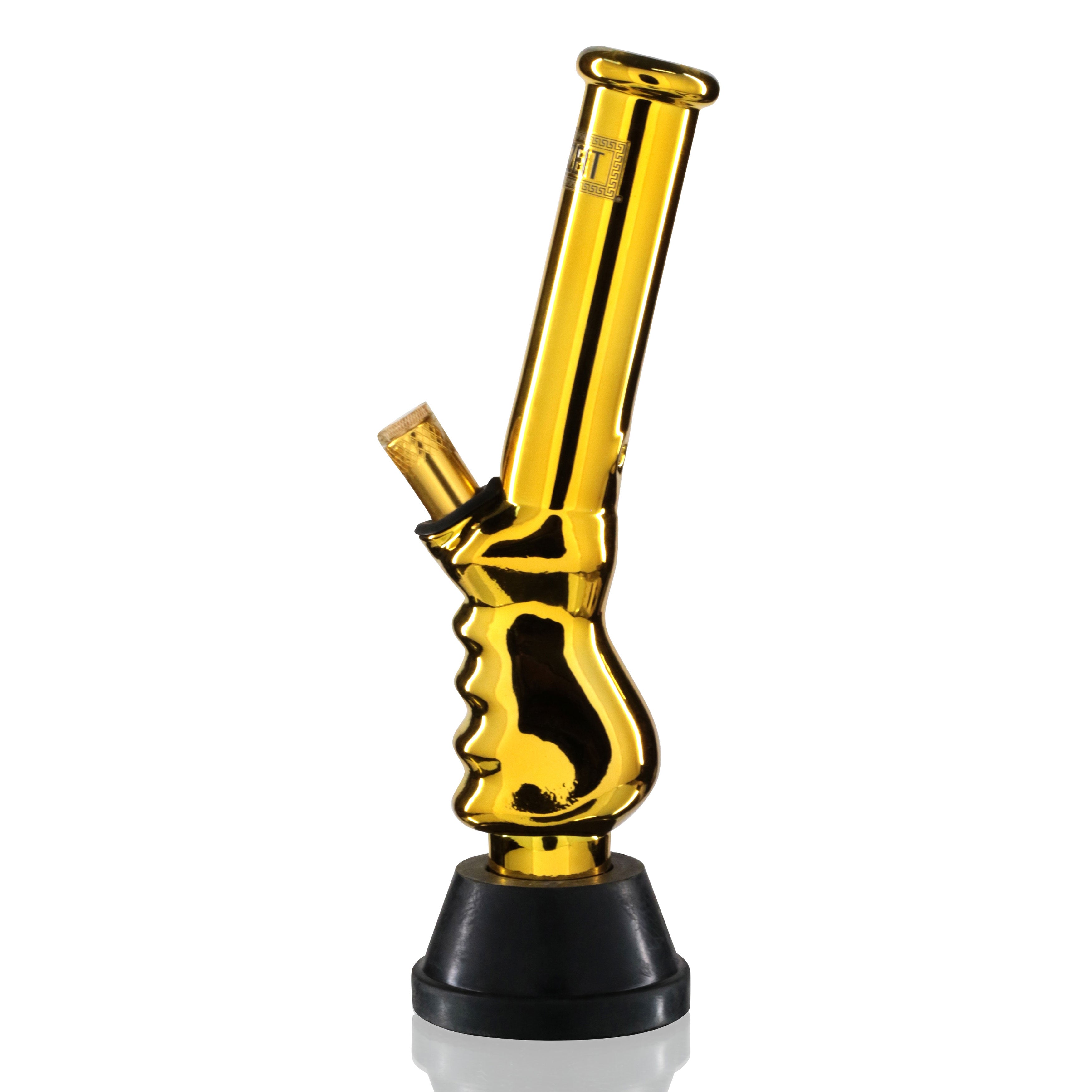 Mini Glass 20cm Gripper Bong - Gold Chrome Luxury left