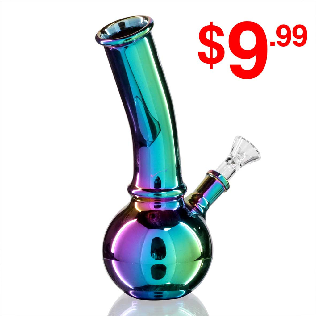 $9.99 Bubble 18cm Glass Bong - Chrome side